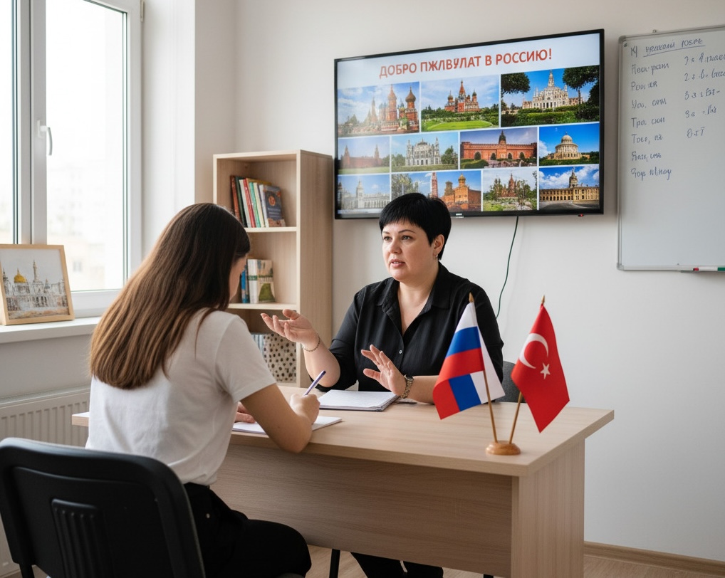 Online Rusça dersi alan mutlu öğrenci - Birebir online Rusça kursu